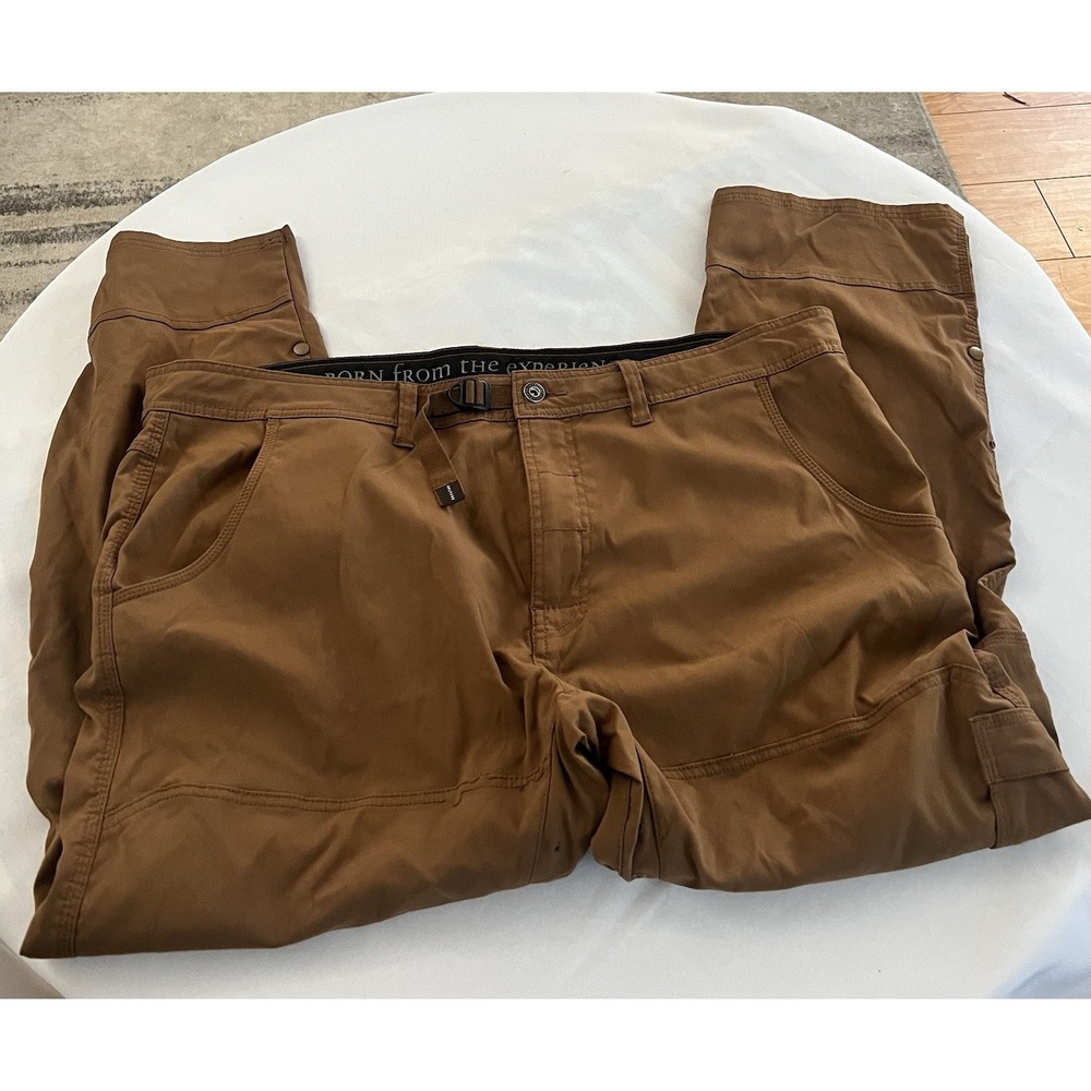NEW PrAna Men's  Zion Stretch Relaxed Fit Pants Belted Red Cargo Snap Cuff 42/30
